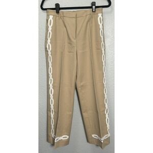 PER SE CARLISLE Women's Beige Straight Leg Embellished Leg Pants - Size 4
